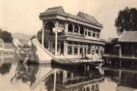 The Marble Boat In The Lake At The Summer Palace. The Hull Is Marble.