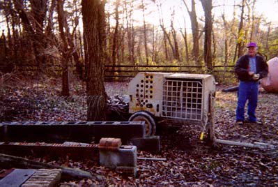 This is the machine he uses to make brick houses with.